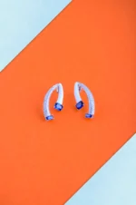 Classy Blue Earrings (Silver) EAR000793 - Image 2