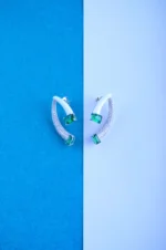 Classy Green Earrings (Silver) EAR000795 - Image 2