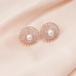 Classy Pearl Stud Earrings (Rose Gold) EAR000682
