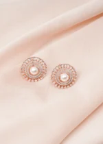 Classy Pearl Stud Earrings (Rose Gold) EAR000682 - Image 2