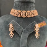 Classy Silver Choker Set (Rose-Gold)- NEC08122210