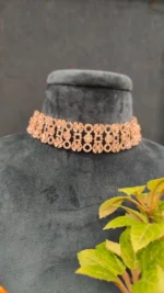 Classy Silver Choker Set (Rose-Gold)- NEC08122210 - Image 2