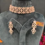 Classy Silver Choker Set (White-Gold)- NEC08122204