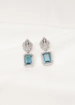 Classy Teal Earrings (Silver) EAR000729