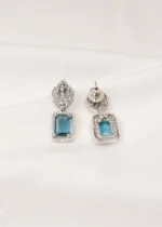 Classy Teal Earrings (Silver) EAR000729 - Image 3