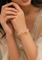 Cobra Charm Pink Bracelet (Yellow Gold) BRA002541