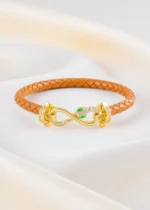 Cobra Charm Tan Bracelet (Yellow Gold) BRA002542 - Image 3
