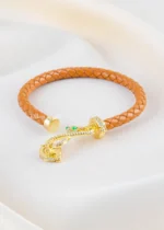 Cobra Charm Tan Bracelet (Yellow Gold) BRA002542 - Image 4