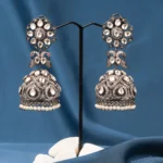Contemporary Kundan Jhumka (Antique Silver) EAR000631