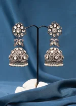 Contemporary Kundan Jhumka (Antique Silver) EAR000631