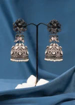 Contemporary Kundan Jhumka (Antique Silver) EAR000631 - Image 2