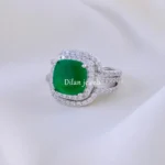 Convertible Green Cushion Stack (Silver) RING02175
