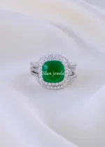 Convertible Green Cushion Stack (Silver) RING02175 - Image 2