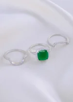 Convertible Green Cushion Stack (Silver) RING02175 - Image 3