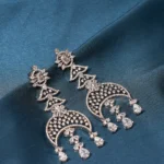 Crescent Moon Danglers (Silver) EAR000492