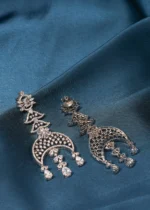 Crescent Moon Danglers (Silver) EAR000492 - Image 2