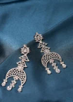 Crescent Moon Danglers (Silver) EAR000492 - Image 3