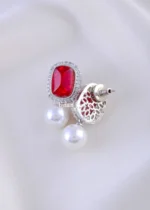 Crimson Glow Earrings (Silver) EAR002078 - Image 3