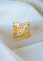 Crossover Bridge Bagguette Ring (Yellow Gold) RING01410