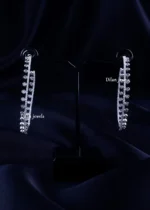 Crown-Edge Crystal Hoops (Silver) EAR002201