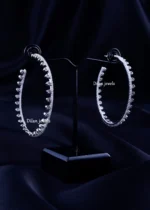 Crown-Edge Crystal Hoops (Silver) EAR002201 - Image 2