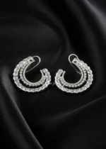 Crystal Arc Hoops (Silver) EAR002555 - Image 2