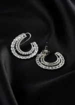 Crystal Arc Hoops (Silver) EAR002555 - Image 3