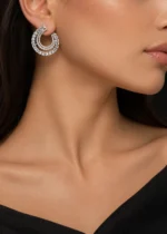 Crystal Arc Hoops (Silver) EAR002555 - Image 4