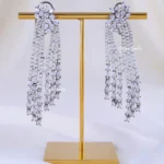 Crystal Rainfall Statement Earrings (Silver) EAR002190