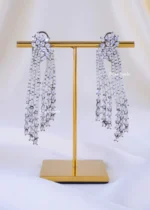 Crystal Rainfall Statement Earrings (Silver) EAR002190