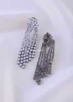 Crystal Rainfall Statement Earrings (Silver) EAR002190 - Image 3