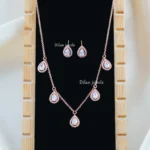 Crystal Teardrop Elegance Necklace Set (Rose Gold) NEC002574