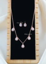 Crystal Teardrop Elegance Necklace Set (Rose Gold) NEC002574