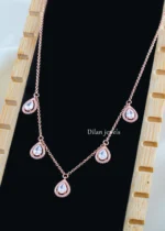 Crystal Teardrop Elegance Necklace Set (Rose Gold) NEC002574 - Image 2