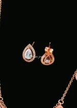 Crystal Teardrop Elegance Necklace Set (Rose Gold) NEC002574 - Image 3