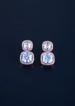 Cushion Cut Dangling Solitaire Earrings (Rose Gold) EAR001103