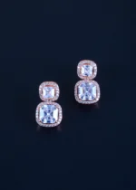 Cushion Cut Dangling Solitaire Earrings (Rose Gold) EAR001103 - Image 2