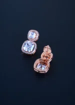 Cushion Cut Dangling Solitaire Earrings (Rose Gold) EAR001103 - Image 3