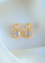 Cushion Cut Dangling Solitaire Earrings (Yellow Gold) EAR001110
