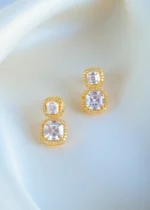 Cushion Cut Dangling Solitaire Earrings (Yellow Gold) EAR001110 - Image 2