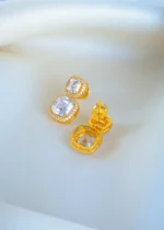 Cushion Cut Dangling Solitaire Earrings (Yellow Gold) EAR001110 - Image 3