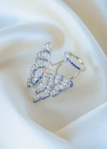 Dazzling Blue Flying Butterfly Ring (Silver) RING01389 - Image 2