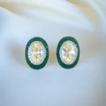 Dazzling Golden Green Stud Earrings (Silver) EAR001236
