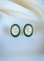 Dazzling Golden Green Stud Earrings (Silver) EAR001236