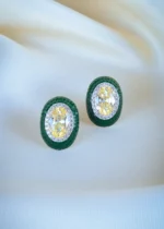 Dazzling Golden Green Stud Earrings (Silver) EAR001236 - Image 2