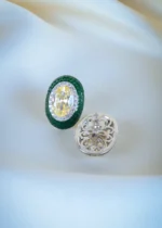 Dazzling Golden Green Stud Earrings (Silver) EAR001236 - Image 3