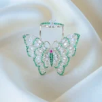 Dazzling Green Flying Butterfly Ring (Silver) RING01387