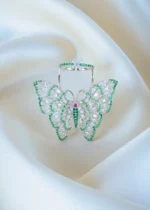 Dazzling Green Flying Butterfly Ring (Silver) RING01387