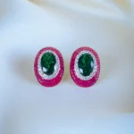 Dazzling Ruby Green Stud Earrings (Silver) EAR001237