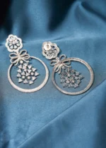 Designer Bow Earrings (Silver) EAR000503 - Image 2